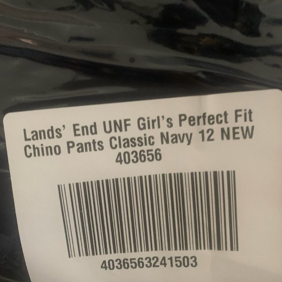 NWT LANDS' END UNIFORM GIRL'S PERFECT FIT CHINO PANTS CLASSIC NAVY 12 - Picture 10 of 11